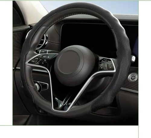 Miniatura 8 de Funda para Volante de Automóvil, Cuero Nappa de 15 Pulgadas Antideslizante y Ultra-Delgada, Protector de Volante de Vehículo 5D, Accesorios Naranja