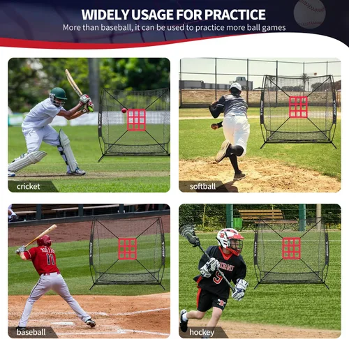 Miniatura 6 de BAGAIL 7x7 ft Baseball Softball Practice Net Sturdy Bow Frame, Heavy-Duty Mesh for Strong Hits, Including 2 Strike Zones, Carry Bag, Ground
