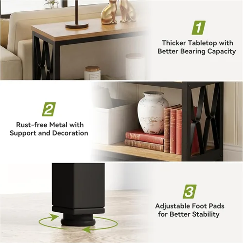 Miniatura 7 de LITTLE TREE Console Table with Storage Shelves, 70.9" Industrial 3-Tier Sofa Table for Living Room, Long Foyer Table Entryway Table for Hallway