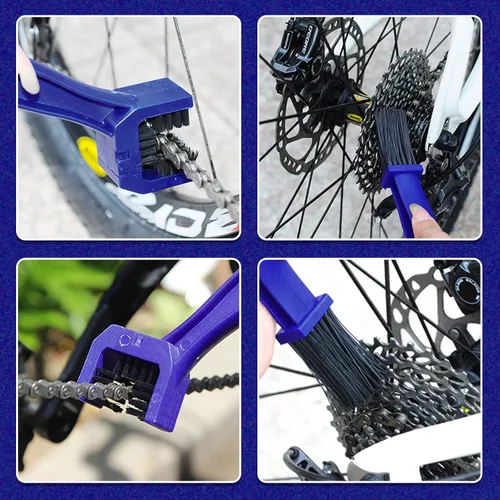 Miniatura 6 de Juego de limpiador de cadena de bicicleta, 4 unidades, cepillo de limpieza de cadena de bicicleta, cepillo de bielas de bicicleta, línea de acabado