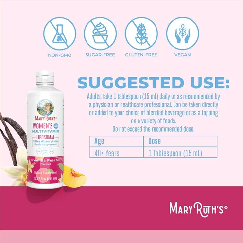 Miniatura 3 de MaryRuth Organics Multivitamínico para Mujeres 40+, Multivitamínico Femenino Liposomal, Suplemento de Apoyo Inmunológico, Suplementos de Energía