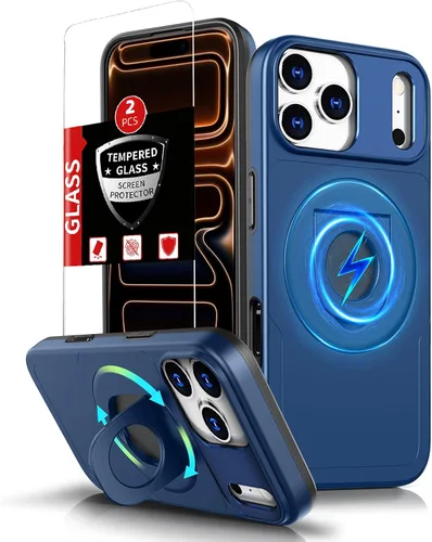 Miniatura 10 de Funda magnética para iPhone 11 Pro compatible con carga inalámbrica MagSafe, con 2 protectores de pantalla, anillo kickstand de 360° integrado +