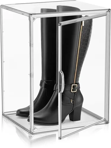 Miniatura 18 de Paquete de 2 cajas de zapatos de acrílico para armario, transparentes, apilables, tamaño 12 contenedores de almacenamiento de zapatos con tapas