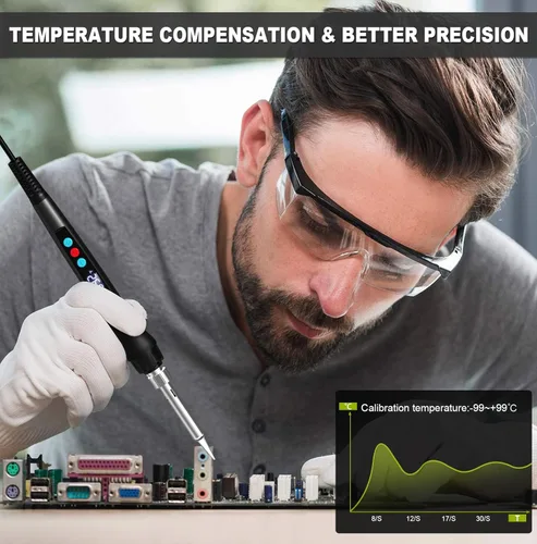 Miniatura 6 de Kit de soldador, pistola de soldadura de 100 W con pantalla digital LED, temperatura ajustable 356-932℉ Kit de soldadura para electrónica, incluye