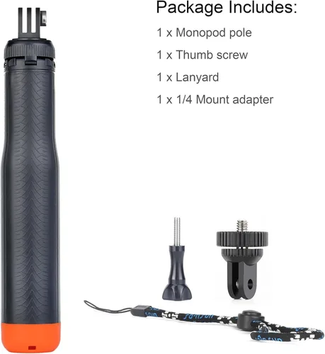 Miniatura 6 de SOONSUN Trípode flotante para selfie stick 4 en 1 para GoPro Hero 13 12 11 10 9 8 7 6 5 4 3, Max, AKASO, Osmo Action 3/4/5 Pro Cámara – Como Rojo