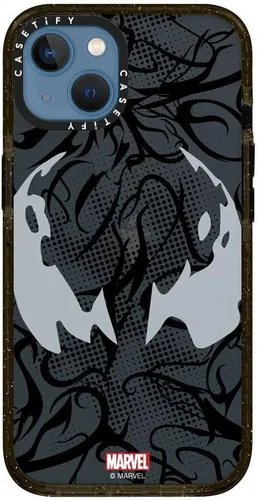 Miniatura 5 de CASETiFY Impact - Funda para iPhone 13 [Spider-Man Co-Lab / protección contra caídas de 6.6 pies] - Máscara Venom - Negro transparente