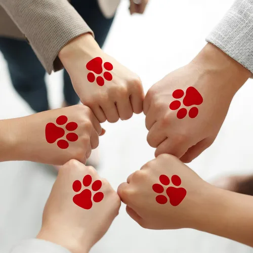 Miniatura 2 de Harloon 20 hojas de 300 tatuajes de huellas de patas, tatuajes temporales para la cara, calcomanías de perro extraíbles para animar patrulla