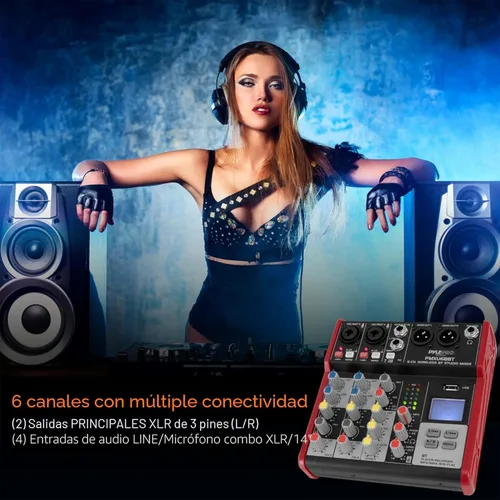 Miniatura 8 de Mezclador de audio inalámbrico profesional Pyle DJ - Mezclador de sonido con controlador Bluetooth de 4 canales, interfaz de audio USB, 2 entradas