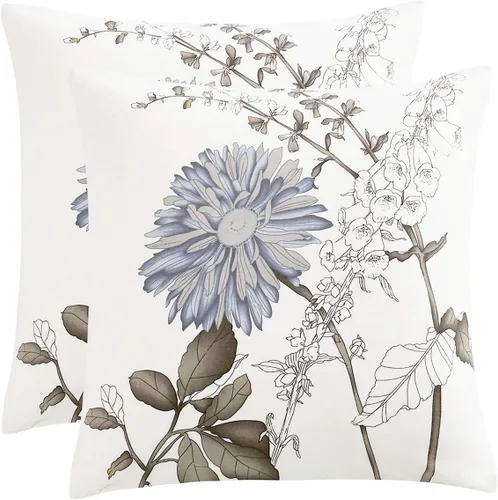 Miniatura 7 de Wake In Cloud - Fundas de almohada florales, 100% tela de algodón, estilo vintage floral shabby chic de granja botánica, juego de 2 fundas