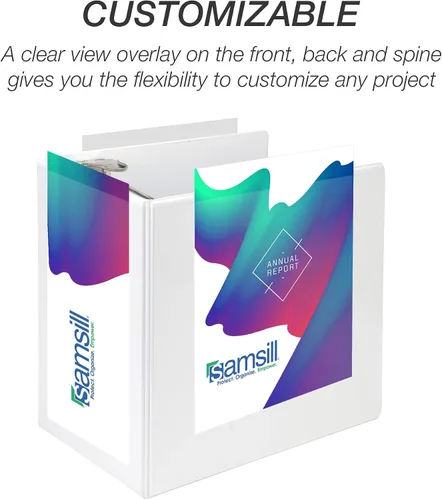 Miniatura 259 de Samsill - Carpeta duradera de 5 pulgadas, fabricada en los Estados Unidos, con anillos en D, transparente y personalizable, color blanco