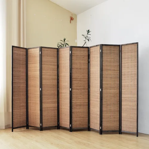 Miniatura 5 de 3 Panel Bamboo Room Divider for Home & Office, 5.6 ft Tall Folding Partition Wall in Natural Beige, Double-Sided Privacy Screen for Room Separation