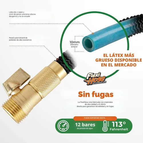 Miniatura 4 de Flexi Hose Plus Manguera de jardín expandible con boquilla de 8 funciones, 50 pies, manguera de jardín retráctil ligera, manguera de agua