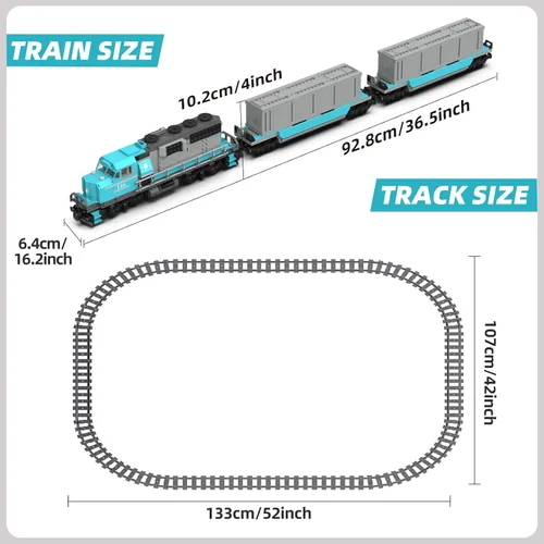 Miniatura 3 de MOCBROPCS Juego de Bloques de Construcción de Tren, Modelo de Locomotora de Combustión Interna de Carga de Mercancías, Juguetes de Construcción
