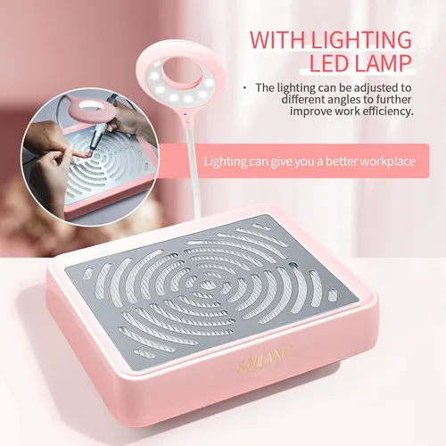 Miniatura 2 de SAVILAND Colector de Polvo para Uñas con Lámpara – Potente Ventilador de Vacío para Uñas 40W Colector Extractor de Polvo Eléctrico Máquina de A-Rosa