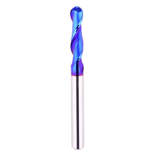 Miniatura 7 de Fresas de punta de bola de carburo de 1/4 pulgadas de diámetro de corte de 1/8 pulgadas con revestimiento nano azul para fresado lateral, mecanizado