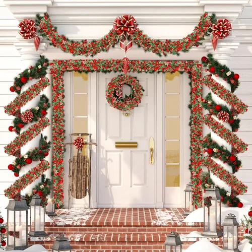 Miniatura 7 de Guirnalda de Oropel de Navidad de 50 Pies, Guirnalda de Oropel Gruesa, Decoraciones para Árbol de Navidad, Guirnalda Metálica Trenzada de Oropel Mix3