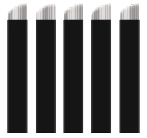 Miniatura 12 de XIAOYU Agujas de tatuaje de cejas, 50 agujas desechables Microblading para cuchillas de maquillaje manuales de tatuaje de cejas, F14