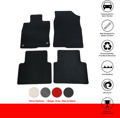 Miniatura 2 de IKON MOTORSPORTS, Alfombrillas de piso compatibles con Honda Civic 2016-2021, de nylon rojo, estilo de ajuste OE, alfombrillas de piso delanteras
