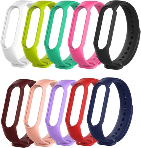 Senter Banda de repuesto de correa de reloj de silicona suave para Xiaomi Mi Band 5 y Mi Band 6 Smart Watch 8Pcs-b