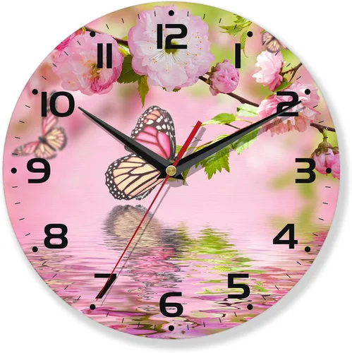 Miniatura 9 de Reloj de pared con pilas, reloj de pájaro para sala de estar, flores de acuarela, reloj de pared decorativo para sala de estar, dormitorio, baño