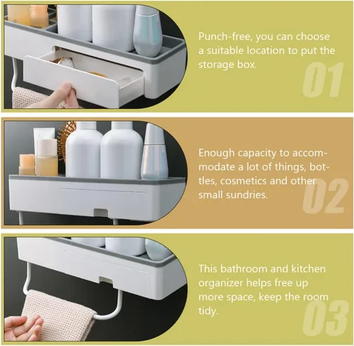 Miniatura 6 de Estante de esquina para ducha, baño, estantes flotantes, soporte para toallas de baño, estantes ajustables, riel para colgar en la pared