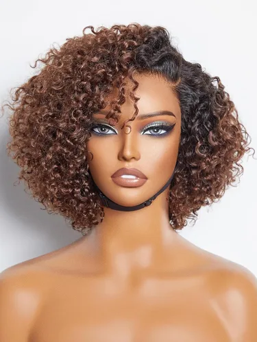 Miniatura 46 de LUVME HAIR - Peluca de cabello humano estilo Bob, de 8 pulgadas, precortada, sin pegamento, con cierre de encaje HD, predepilada, cabello humano