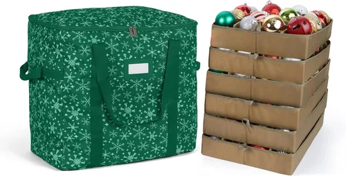 Miniatura 11 de Covermates Keepsakes Bolsa de almacenamiento ajustable para adornos, poliéster resistente, separadores acolchados y bandejas FlexGrid, organizador