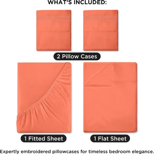 Miniatura 2 de ROYALE LINENS Juego de 4 sábanas King - Ropa de cama de microfibra cepillada suave de 1800 hilos - 1 sábana ajustada y 1 sábana lisa, 2 fundas