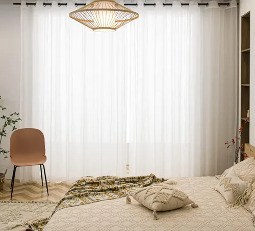 Miniatura 75 de PI - Cortinas traslúcidas con paneles pequeños, cortina transparente para ventana de cocina, mirador, 2 paneles