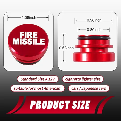 Miniatura 2 de 2 fundas protectoras para encendedor de cigarrillos de automóvil, 1.08 x 0.68 pulgadas, "EJECT" "FIRE MISSILE", de metal, impermeable