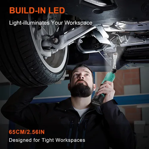 Miniatura 6 de COMOWARE Kit de llave de trinquete eléctrica inalámbrica 3/8, par de 40 ft-lbs, potencia de 12 V, 8 dados, luz LED, cargador rápido, diseño