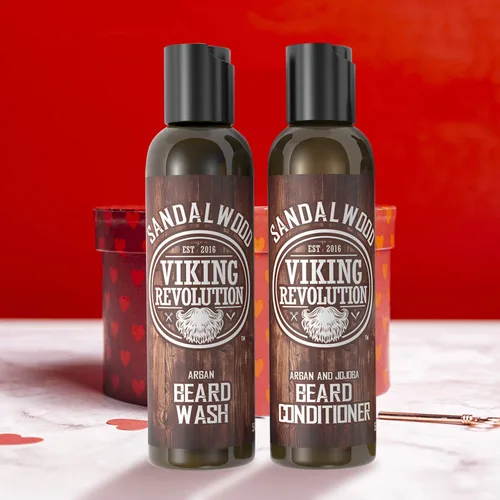 Miniatura 3 de Viking Revolution Juego de acondicionador para barba y lavado de barba con aceites de argán y jojoba, suaviza y fortalece, aroma natural de sándalo