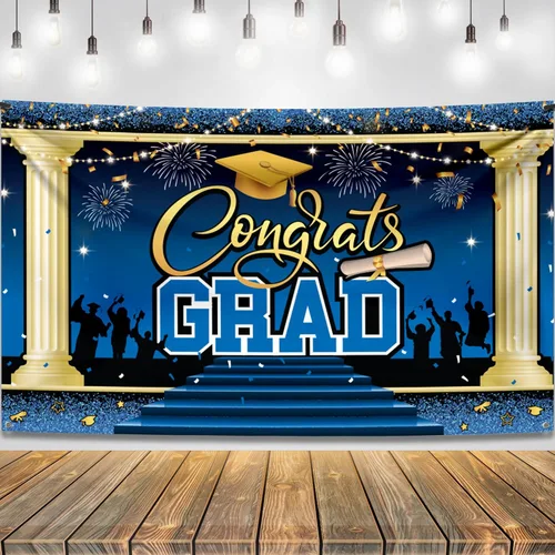 Miniatura 12 de KatchOn, XtraLarge - Cartel de graduación de felicitaciones – 72 x 44 pulgadas, fondo de graduación morado y dorado Decoraciones de graduación