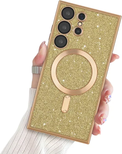 Miniatura 26 de Newseego Funda ultra magnética para Samsung Galaxy S22, funda de lujo con purpurina para mujeres y niñas, protección completa de la lente de la Negro