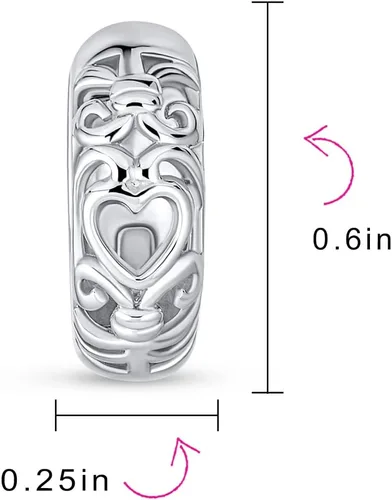 Miniatura 4 de Aretes románticos de 3 circonitas cúbicas con forma de corazón rosa para mujeres, adolescentes, novia, con bisagras, plata de ley 925