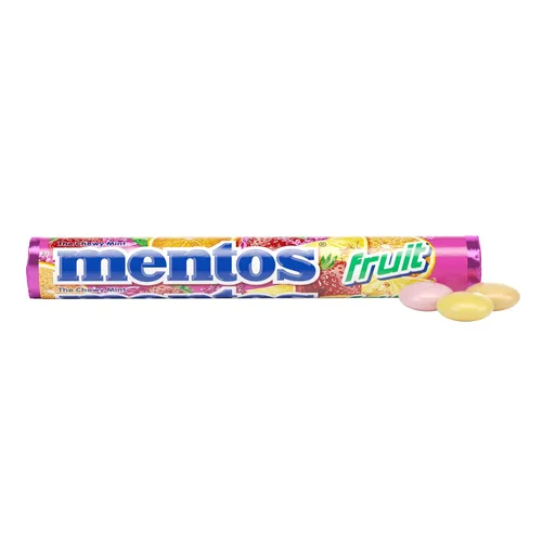 Mentos Rollo de caramelo de menta masticable, fruta, 14 piezas por rollo (paquete de 1)