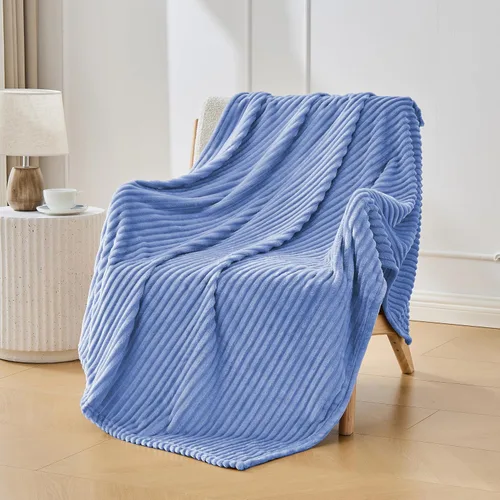 Miniatura 43 de Bnuitland - Manta de franela marrón con funda de almacenamiento, 300 GSM, manta de sofá súper suave con patrón de rayas de forro polar para bebés