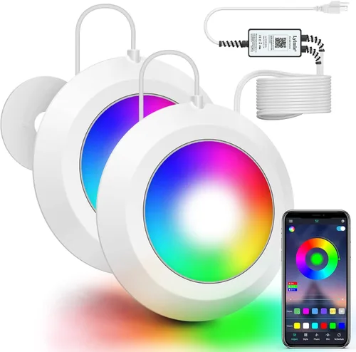 Miniatura 8 de LyLmLe Luces LED para piscina, luz sumergible magnética RGB inteligente de 20 W con control de aplicación, 800 lm regulable, IP68 impermeable 12 V