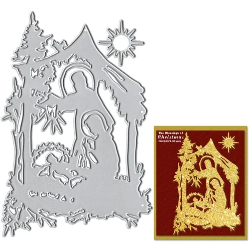 Troqueles de corte de metal para Navidad, Pascua, religión, pesebre, fondo de rezo, troqueles para hacer tarjetas, álbumes de recortes y álbum de