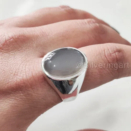 Miniatura 7 de Grey Moonstone Ring, Silver Jewelry, 925 Silver Ring, Anniversary Gift, Natural Grey Moonstone, June Birthstone Ring, Heavy Mens Ring, Spiritual