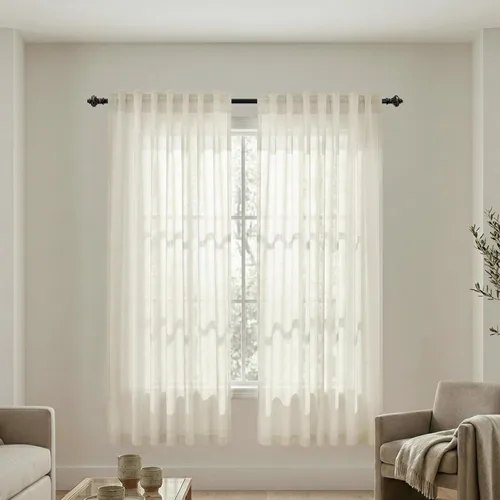 Miniatura 39 de Cortinas de lino azul claro de 90 pulgadas de largo para sala de estar, dormitorio de niñas, guardería, decoración acogedora de verano, bolsillo