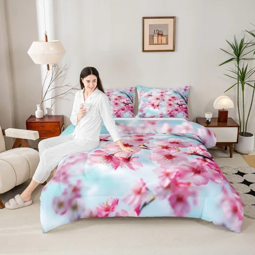 Miniatura 10 de Erosebridal Juego de edredón de hojas bohemias, juego de edredón de hojas exóticas para adultos, juego de ropa de cama rústica tamaño individual