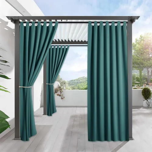 Miniatura 38 de RYB HOME - Cortinas opacas para interior y exterior, cortinas para patio o terraza, cortinas exteriores con pestaña Crema Beige