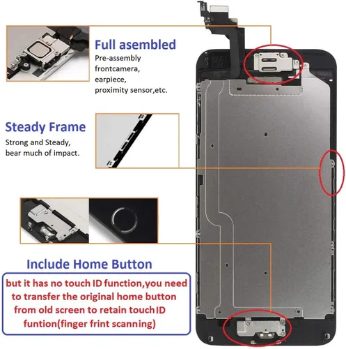 Miniatura 2 de Brinonac para iPhone 6, pantalla de repuesto negra, digitalizador LCD táctil, montaje completo con cámara frontal, sensor de proximidad, altavoz