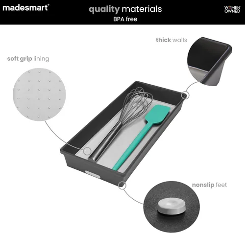 Miniatura 3 de Madesmart Organizador de almacenamiento multiusos de plástico para cajones, organizador de cajones de bajo perfil, granito