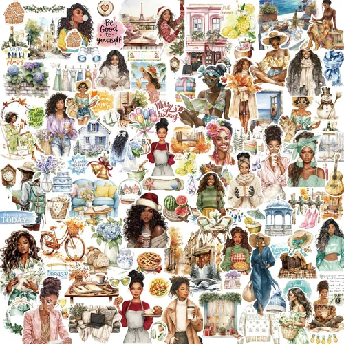 Miniatura 14 de Libro de calcomanías de niña negra para botella de agua: más de 260 calcomanías motivacionales de vinilo impermeable para adolescentes y mujeres