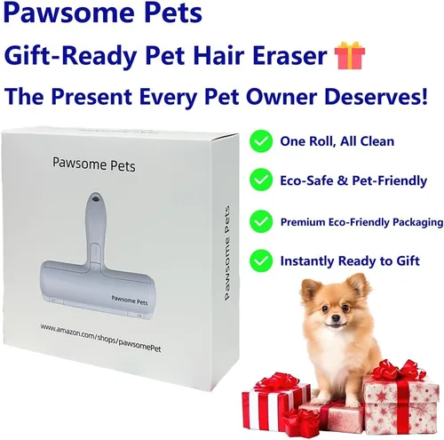 Miniatura 6 de Pawsome Pets Juego de regalo removedor de pelo para mascotas, rodillo reutilizable para quitar pelusas para gatos, perros, muebles, alfombras, ropa
