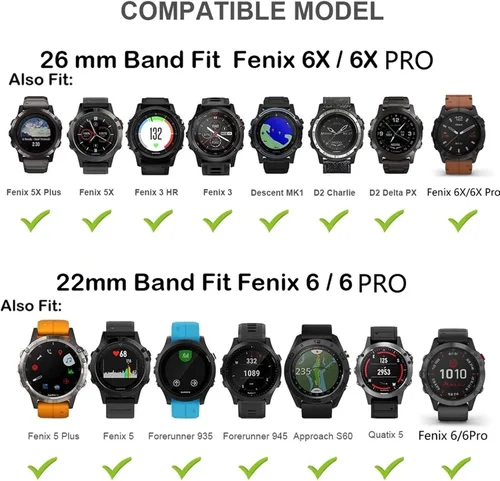 Miniatura 6 de COOVS Correa de reloj de aleación de titanio para Fenix 6X de 22 1.024 in para Garmin Fenix 6 6X Pro 5 5XPlus 935 945 D2