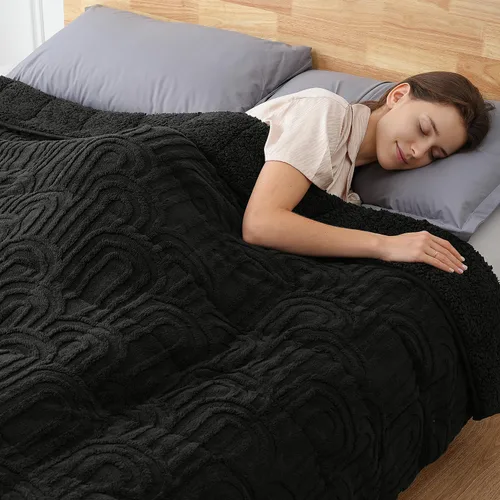 Miniatura 9 de Manta con Peso de Vellón Sherpa para Adultos Excelente para Dormir, 15 libras de Doble Cara Suave y Difusa Mantas Pesadas para Sofá Cama Sofá