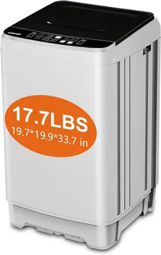 Miniatura 9 de Krib Bling Lavadora completamente automática de 17.7 libras con bomba de drenaje, lavadora compacta, programa de 10 lavados y 8 niveles de agua